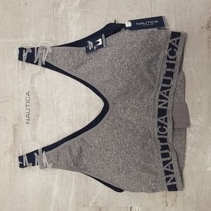 💕NAUTICA💕 Logo Bralettes (2 Pack) ~ Navy Blue   & Gray Medium M NWT